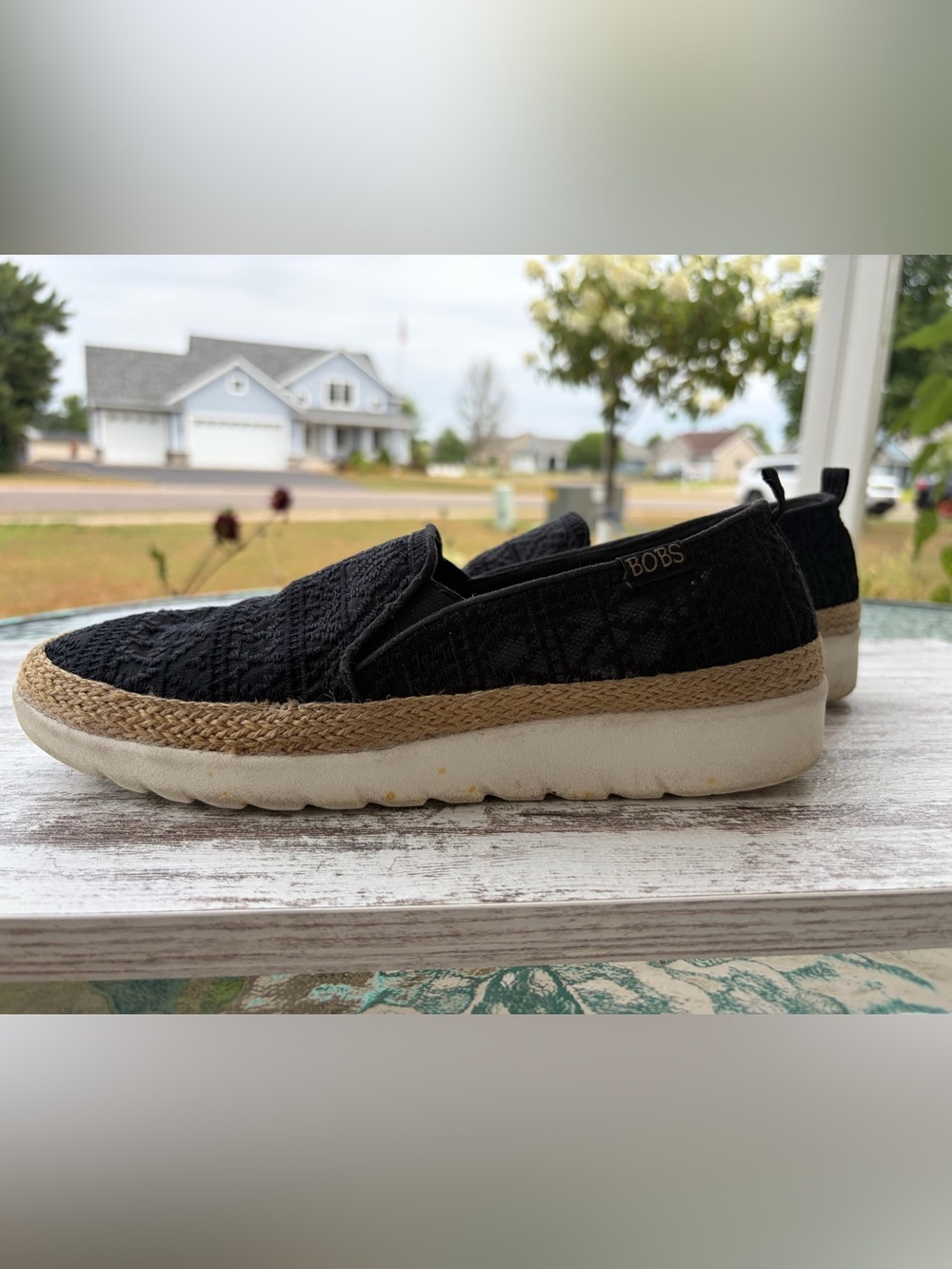 Skechers BOBS Black Slip-On Espadrille Sneakers